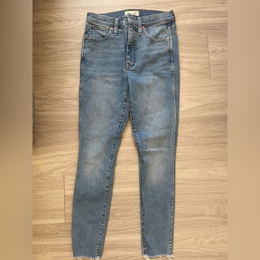 Madewell 10 inch high rise skinny distressed denim jeans
